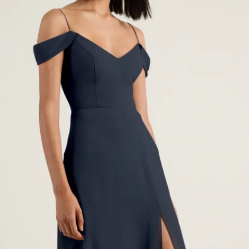 Elegant Navy Off-Shoulder Dress